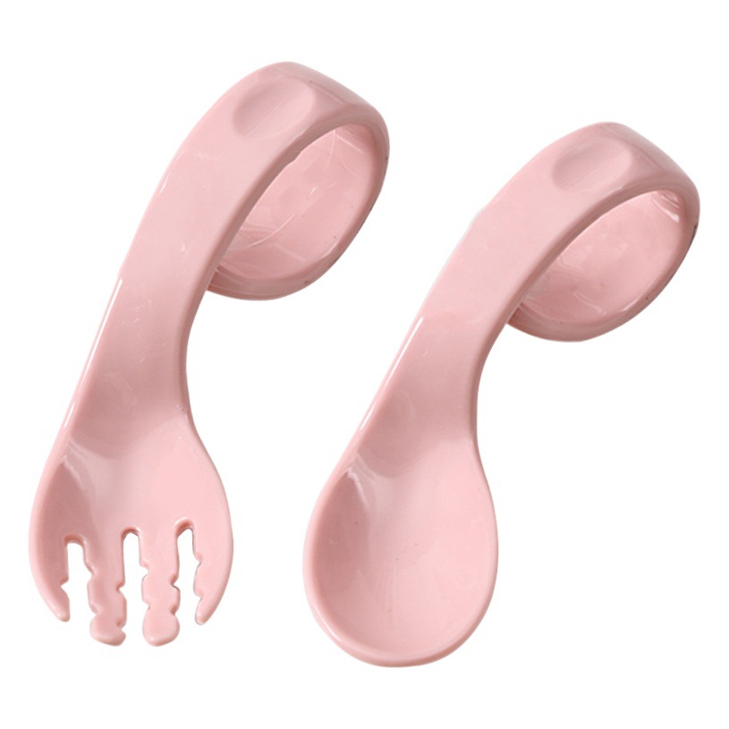 Cuchara de bebé aprender a comer codo tenedor mango corto tenedor cuchara bebé entrenamiento tenedor cuchara comida complementaria niños vajilla traje