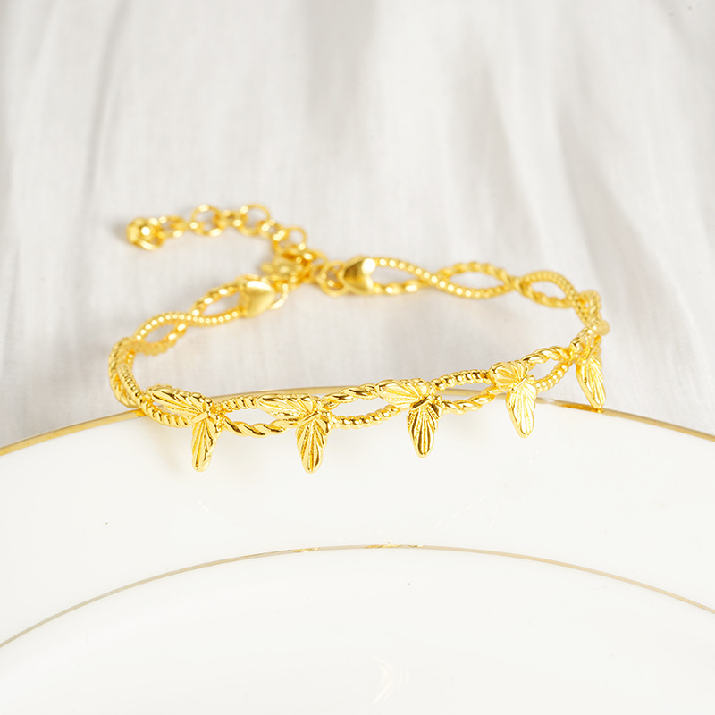 Vietnam Shajin, luz, lujo, flash, láser, flor, sombra, pulsera de mariposa, joyería ajustable que no se desvanece durante mucho tiempo