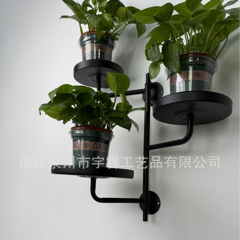 跨境壁挂式植物架室内植物墙壁铁艺挂钩室外花盆悬花架3层|undefined