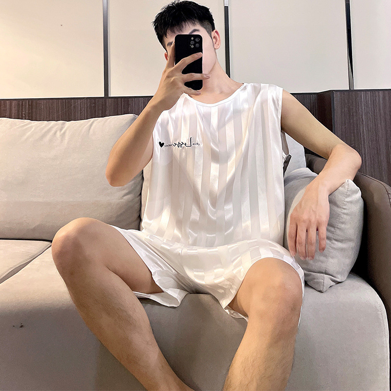 Men's Pajamas Summer Tian Bing Silk Short-sleeved Shorts Suit Men's Summer 2024 New High-end Home Clothes