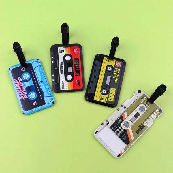 Retro Tape Recorder Luggage Tag Document Protector Travel Suitcase Accessory Pendant