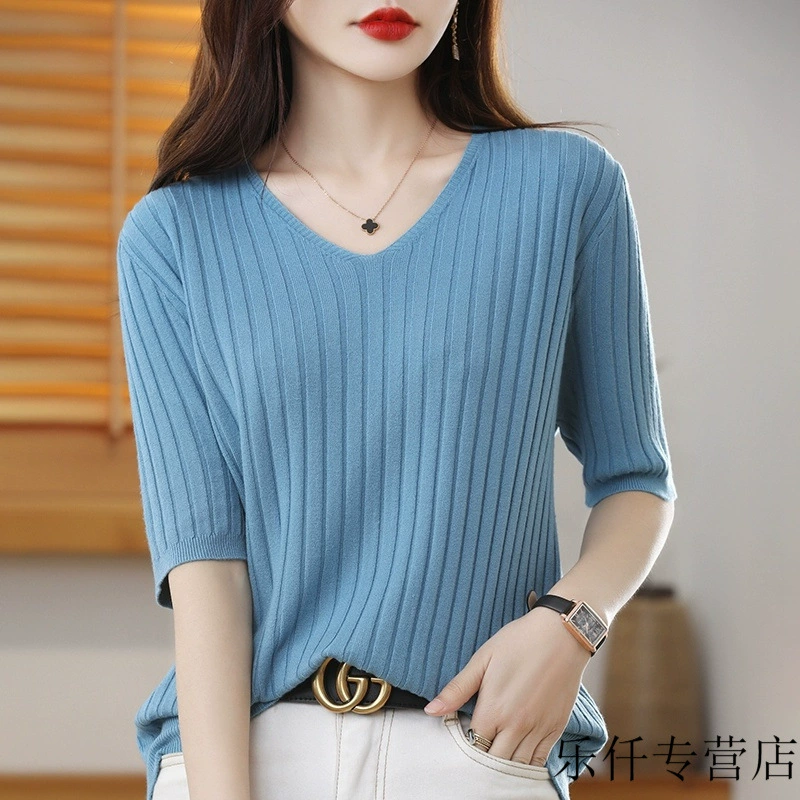 Крутой свитер, 2025 год, с коротким рукавом, slim fit, прилегающий