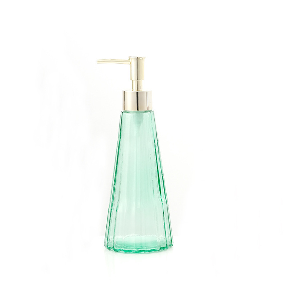 Amazon explosivo desinfectante de manos cónico botella de vidrio dividida de gel de baño de lavado de lavado de manos de presión botella de cabeza de bomba