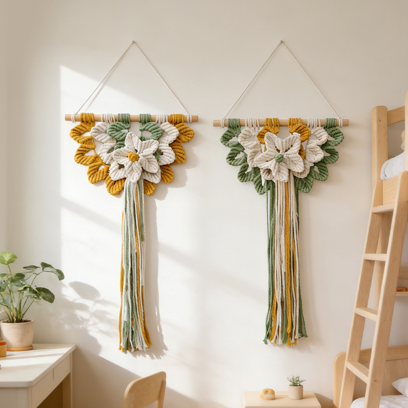 Cross-Border New Product Handmade Cotton Rope Woven Shell Tapestry Nordic Style B&B Living Room Bedroom Wall Decoration Tapestry