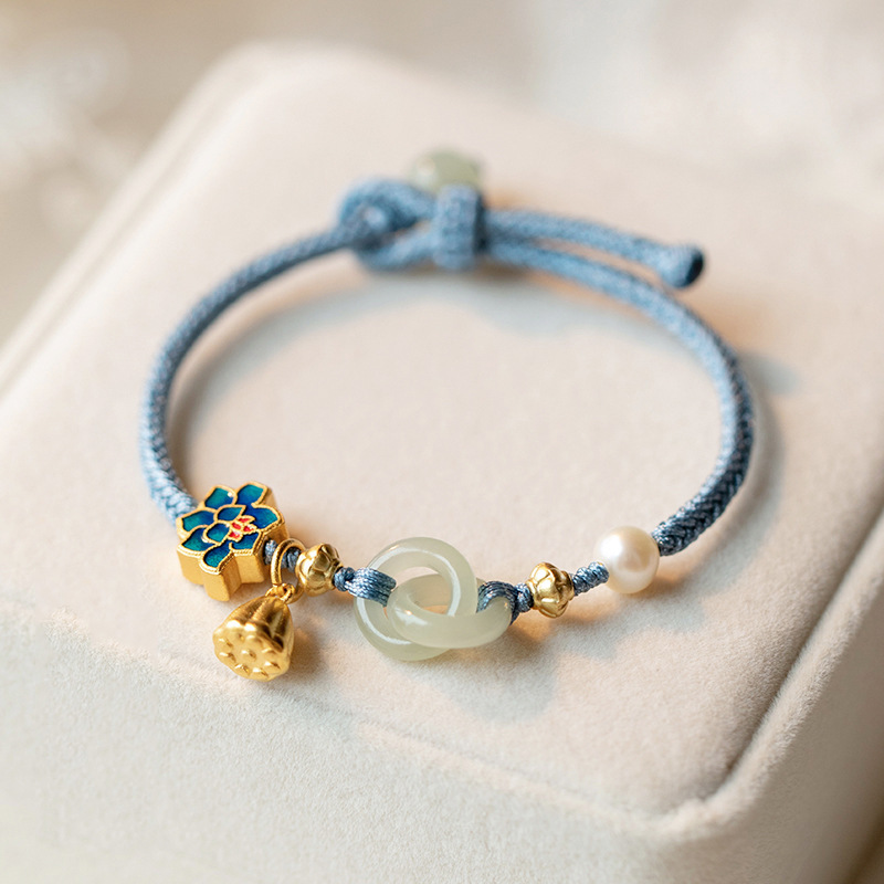 Ring buckle safety buckle bracelet niche design woven pearl bracelet Valentine's Day gift for girlfriend