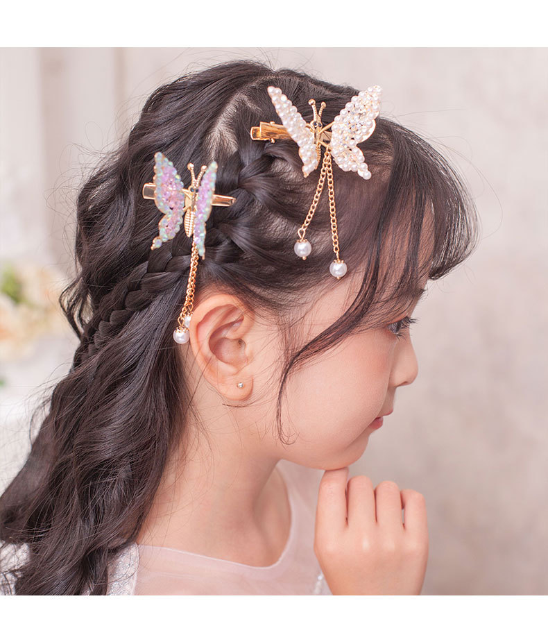 Cute Fashion Sweet Butterfly Alloy Metal Artificial Pearls Hair Clip display picture 2