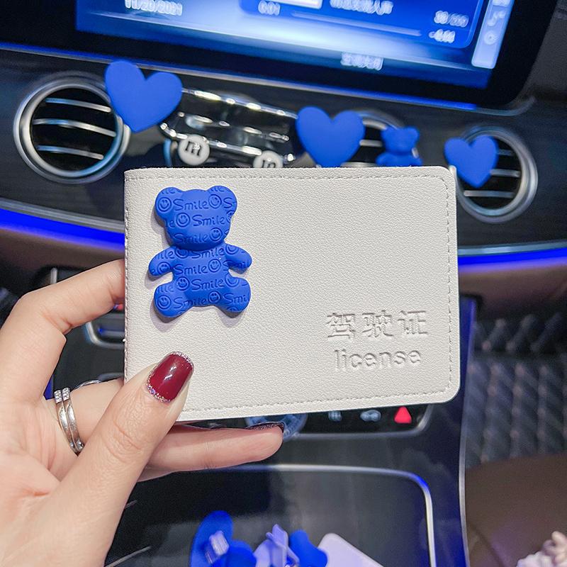Licencia de conducir de automóvil de alta calidad, funda para tarjeta, funda de cuero, licencia de conducir femenina, personalidad creativa, funda protectora para licencia de conducir, bolsa de seis posiciones para tarjetas