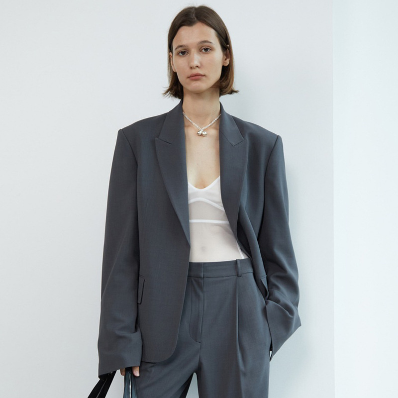 Spot Low Classic Gray Suit Jacket Women's 2024 Spring New Design Niche Casual Suit