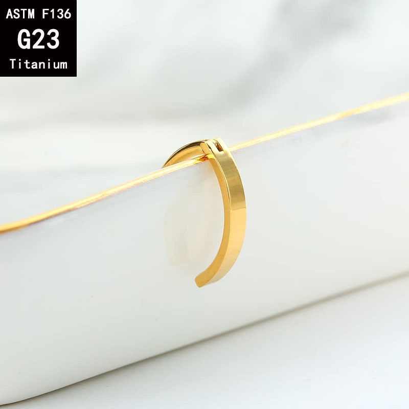 G23 Titanium Arc Curved Bar Navel Buckle Fine Polishing Belly Button Ring F136 Titanium Alloy Body Piercing Jewelry Gold with Crystal detail image 10