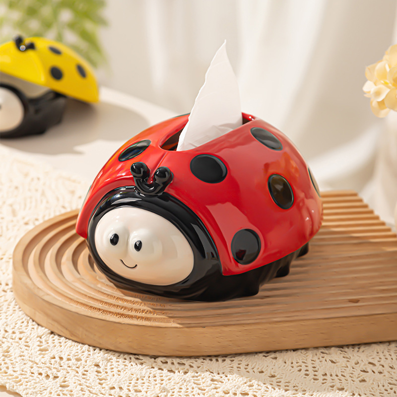 新しいてんとう虫ティッシュボックス収納装飾品デスクトップクリエイティブパーソナライズされた飛散防止灰皿ホームかわいい装飾品|undefined