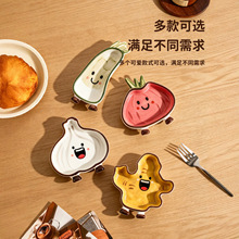 手绘釉下彩陶瓷碟创意卡通可爱蔬菜造成酱料碟调味醋碟零食小吃碟