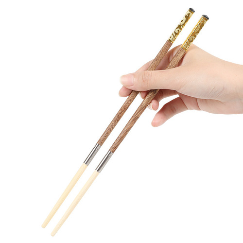 Disposable splicing chopsticks with replaceable heads and engraved LOGO for hotel, one chopstick per person, chicken wing wood hot pot chopsticks wholesale