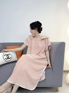 Quick-Drying Adult Pullover Bath Towel Cloak Women's Wearable Bathrobe Hooded Coral Velvet Swimming Absorbent Towel Drying Hair Cap