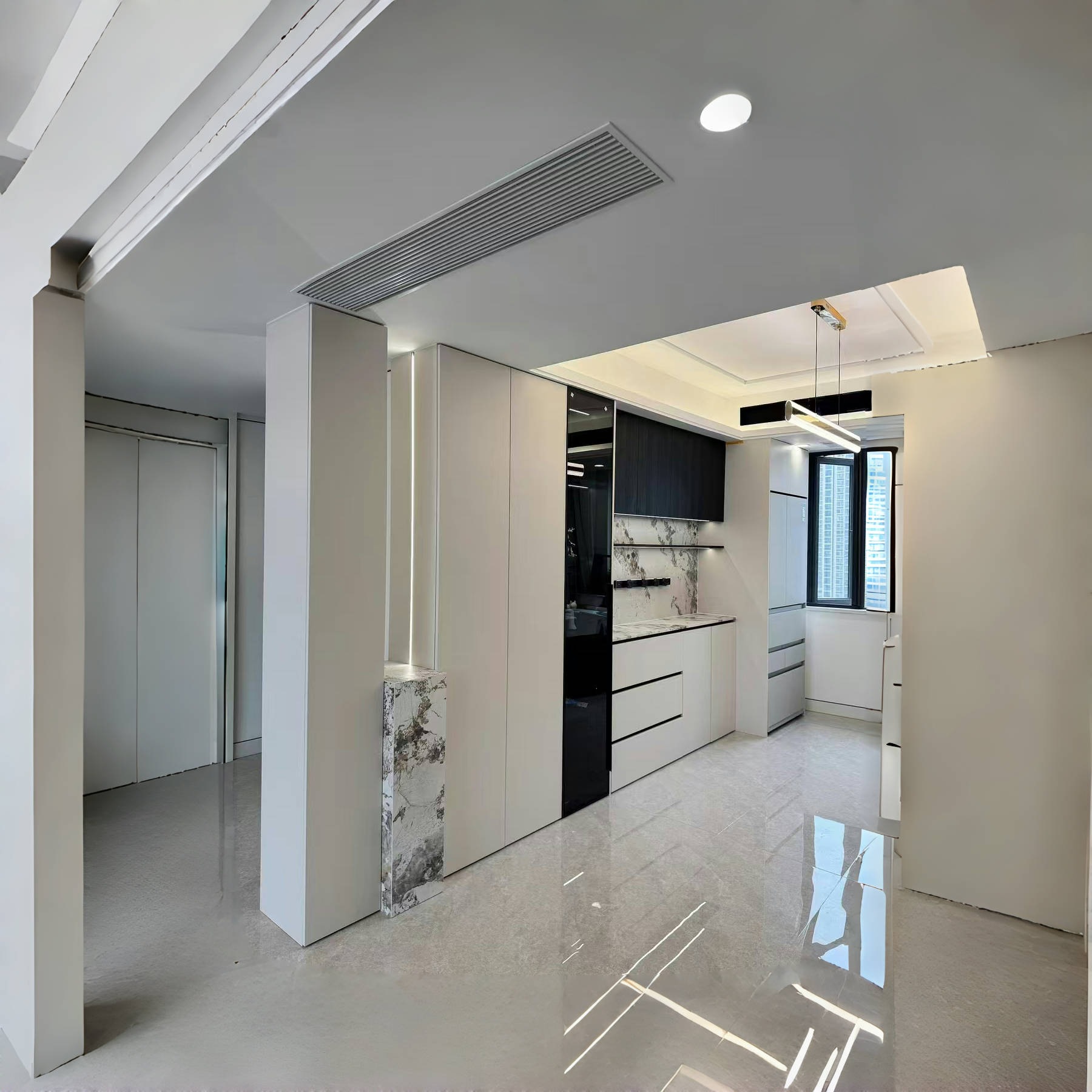 Whole House Customized Simple Style Transparent and Bright Pure White Wardrobe Bedroom Living Room Indoor Solid Wood Furniture Source Factory