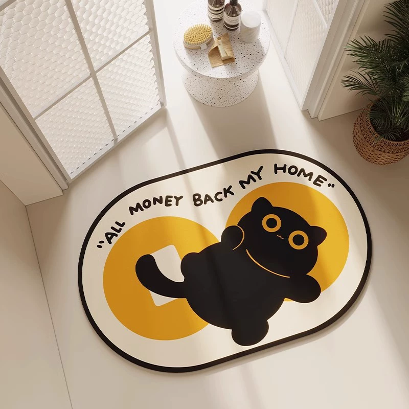 Мультяшный кот простой диатомовая грязь ванная комната душевая комната противоскользящая и устойчивая к грязи подушка для ног быстро впитывает воду
