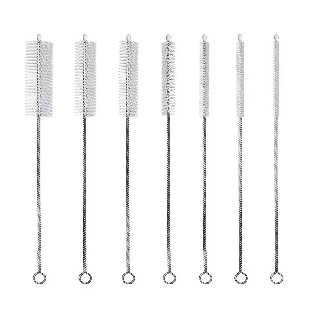 跨境硅胶吸管刷子304不锈钢毛刷壶嘴管道漏斗婴儿奶瓶清洁杯子刷