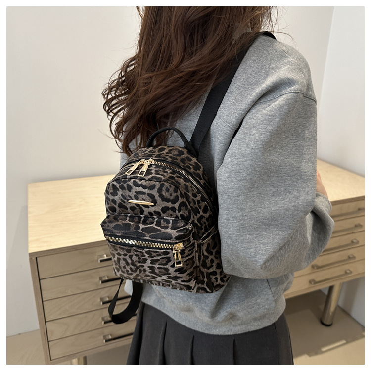 487g Weight Polyester Lining Material Sewing Thread Fashion Element Zipper Closure Type Double Shoulder Straps, Top Handle Strap Type Casual, Daily, Shopping Occasion Pu Leather Material Women's Backpack Backpack Leopard Pattern All Seasons Season Women's Gender Classic Style Style Shell Shape Leopard Casual Daily Shopping Women's Backpack 8