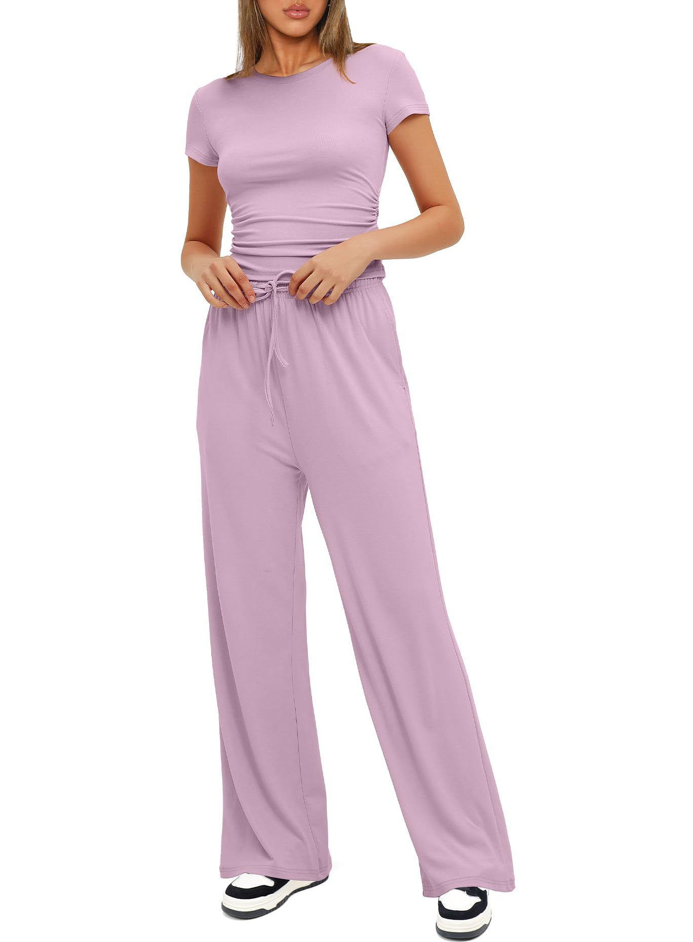 Täglich Frau Einfacher Stil Einfarbig Elasthan Polyester Tasche Hosen-Sets Hosen-Sets display picture 34