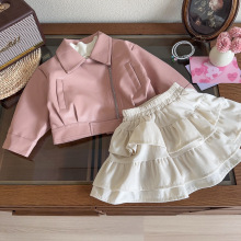 女童皮衣外套冬季新款潮酷休闲夹克儿童洋气机车服外套AWA195