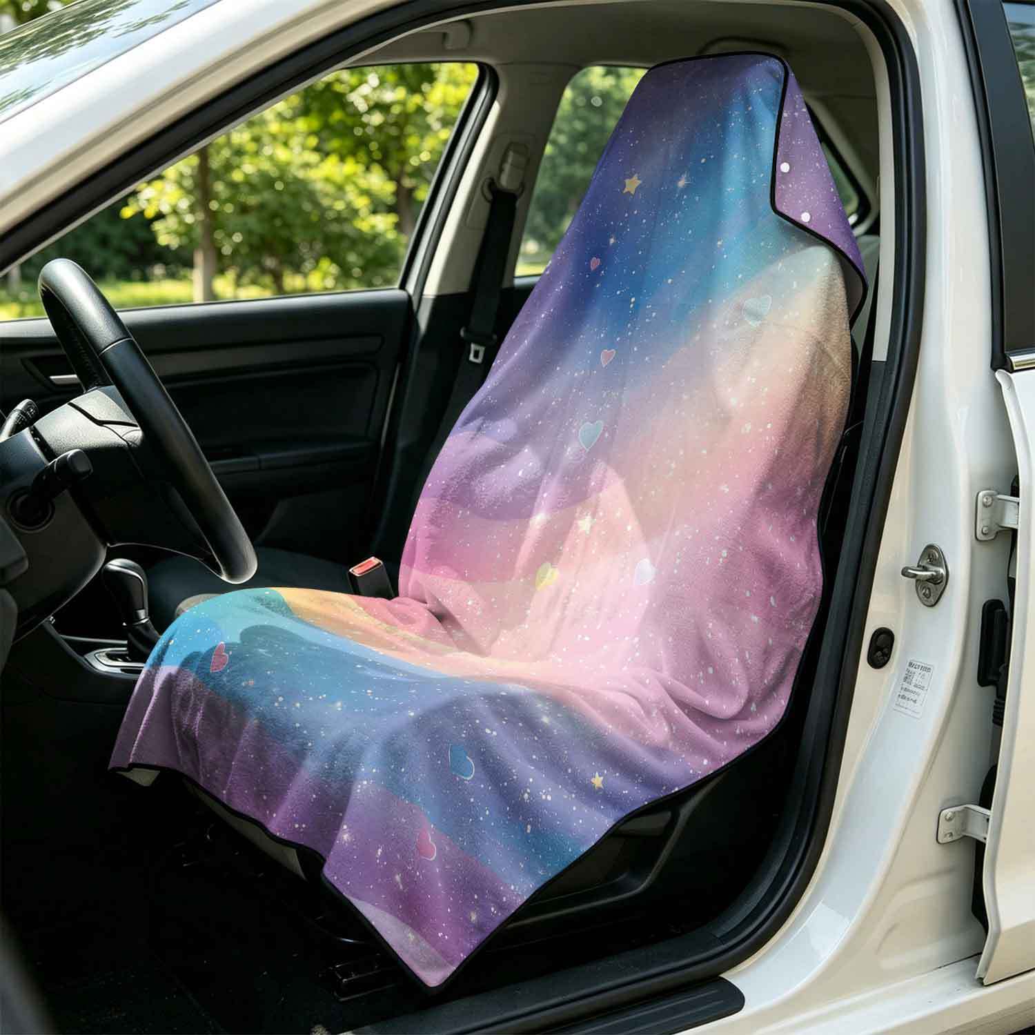 Printed bath towel and car seat cover 2-in-1, ultra-fine fiber outdoor beach and car dual-use universal seat cushion