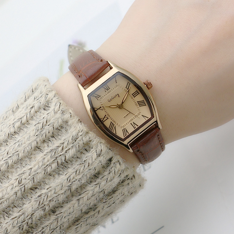 Barrel-shaped simple women's watch Internet celebrity live broadcast women's watch quartz watch girls' watch square belt watch 191