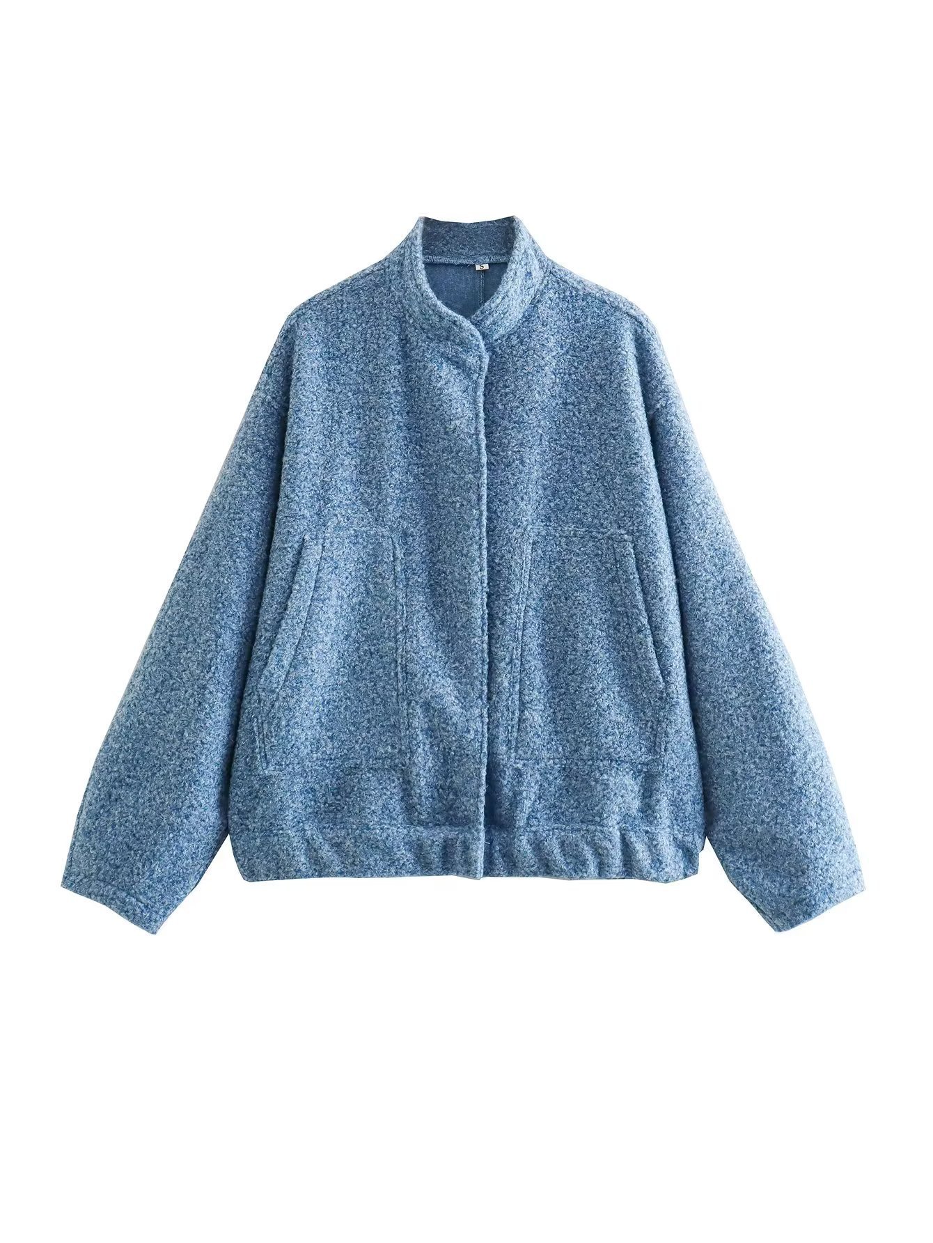 Women's Clothing autumn and winter new women's casual versatile multi color loose woolen coat concealed button stand collar jacket_voghion.com