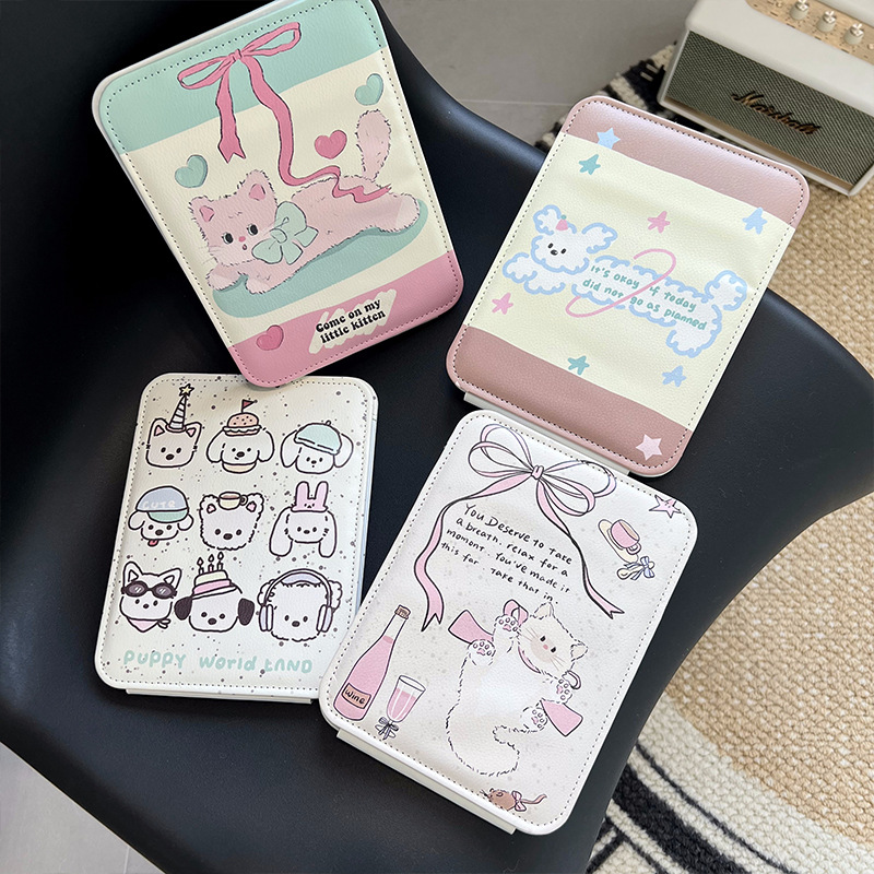 Espejo plegable lindo gato de alto valor portátil dormitorio estudiantil de escritorio de escritorio para el hogar espejo de vestir