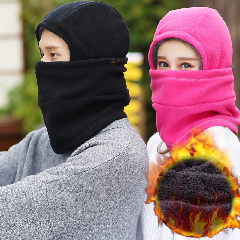 Outdoor Fleece Hat Winter Thickened Men's and Women's Neck Warm Windproof Ski Hat Cycling Headgear Running Sports Hat