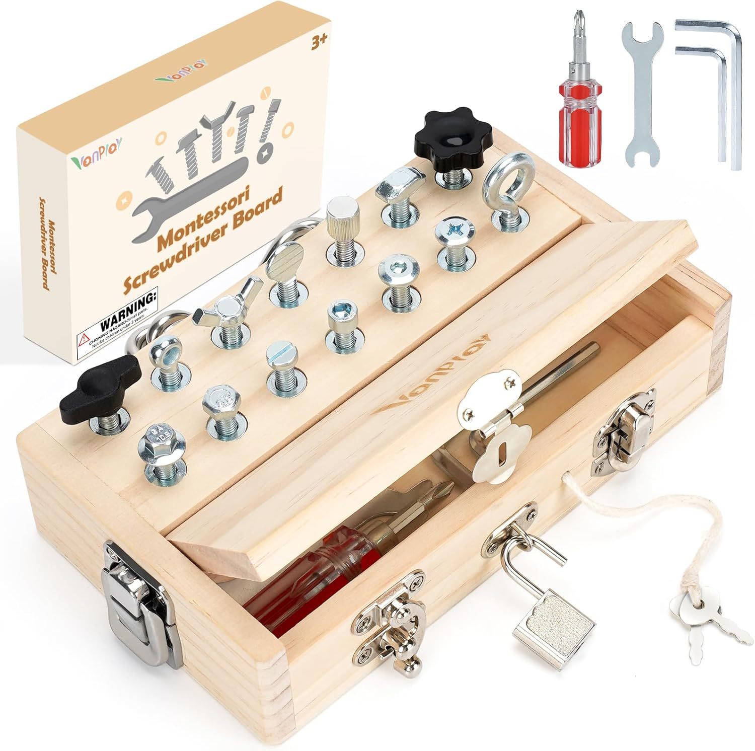 In-Stock Cross-Border Wooden Screwdriver Set Montessori Teaching Aids Sensory Learning Early Education Toys Nut Combination