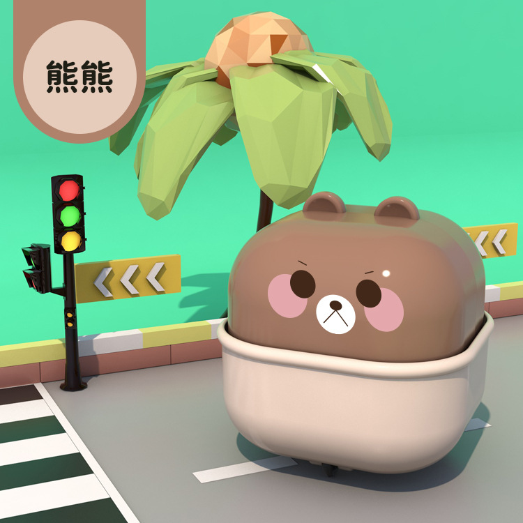 Cartoon cute coches de inercia de retorno tipo prensado cute taza mascota juguete infantil suave caída oso cachorro