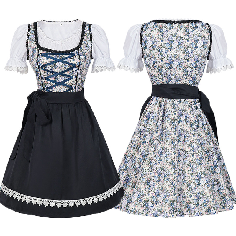 in stock European and American dress Oktoberfest Clothing Party Clothing Cosplay Maid V-neck dress