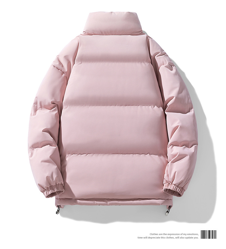 Men's Winter Couple Stand Collar Outdoor Cotton Coat Thickened Warm Solid Color Trendy Brand Plus Size Puffer Jacket_voghion.com