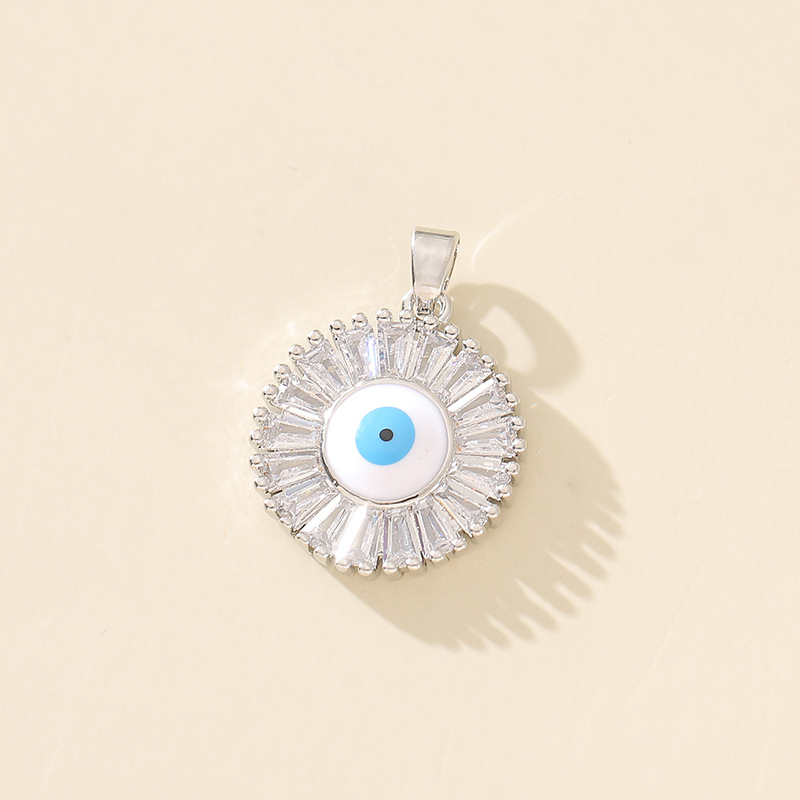 7g Weight Pendant Jewelry Making Type 20*20mm Jewelry Making Size Zircon Inlay Material DIY Jewelry Accessories Classification 1 Piece Quantity Copper Material Devil's Eye Pattern Polished Finish Plating Design Casual, Simple Style Style 1 Piece 20*20mm Copper Zircon Devil's Eye Polished Pendant 8
