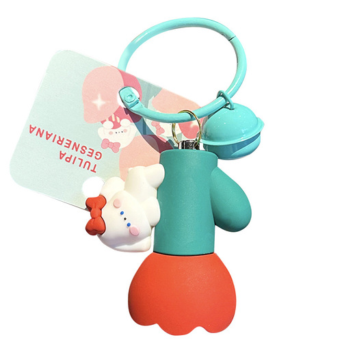 Cute colorful rabbit flashlight keychain creative cartoon multifunctional car key pendant women's backpack pendant