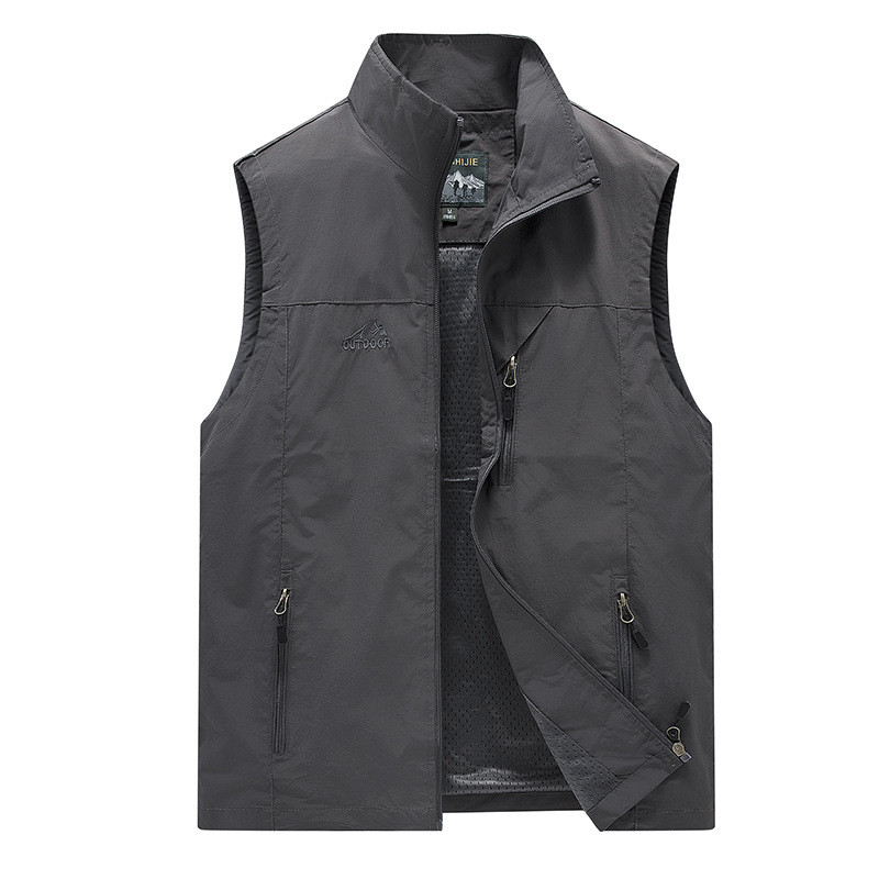 Nuevo clásico primavera y verano al aire libre ocio chaleco de secado rápido moda simple de cuello de fotografía chaleco chaqueta