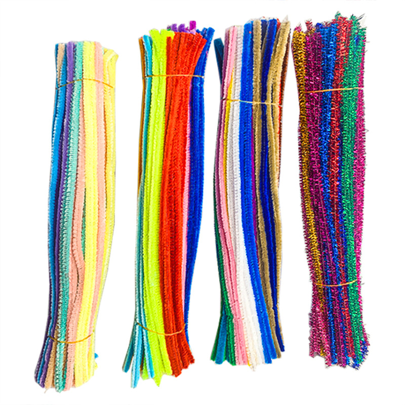 Twisted stick felpa tira material hecho a mano de los niños bola lana kindergarten creativo color macaron