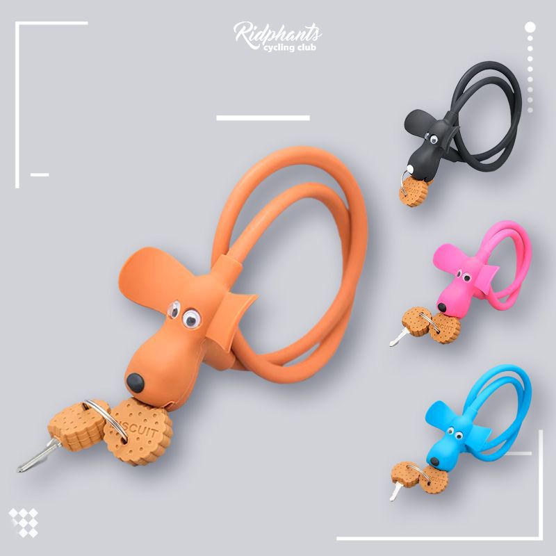 赤い本の同じタイプのシリコンの漫画のビスケットの子犬の自転車の創意の車は安全ロックの盗難防止の鍵をロックします。