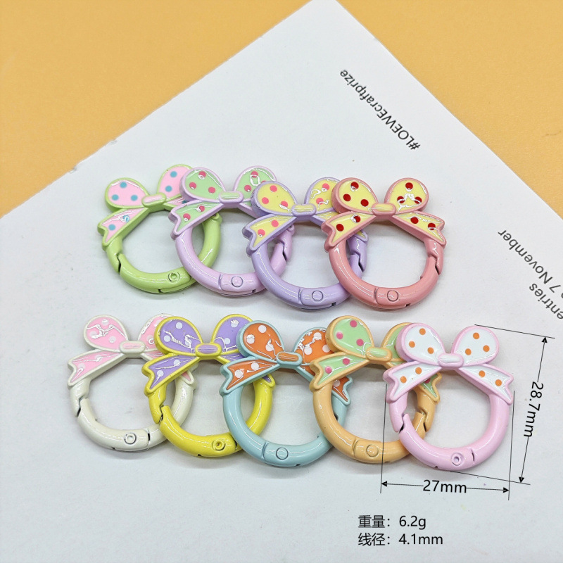 スプリングリングキャンディーカラースプリングバックルアクセサリーカラフルな愛ペイントブックリングカードリングキーホルダーオープン diy ジュエリー|undefined