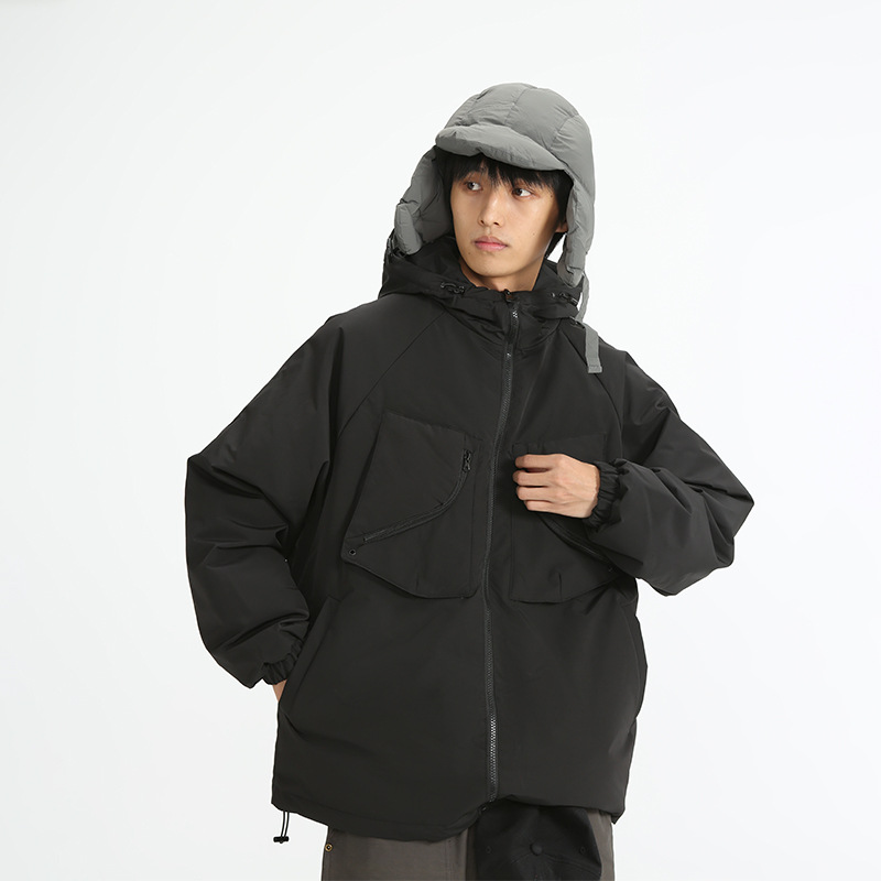 Winter Japanese solid color velvet retro keep warm down jacket with…