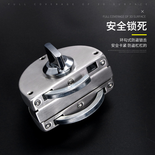 Glass door lock push-pull glass lock double door hole-free stainless steel shop central lock single door double door lock