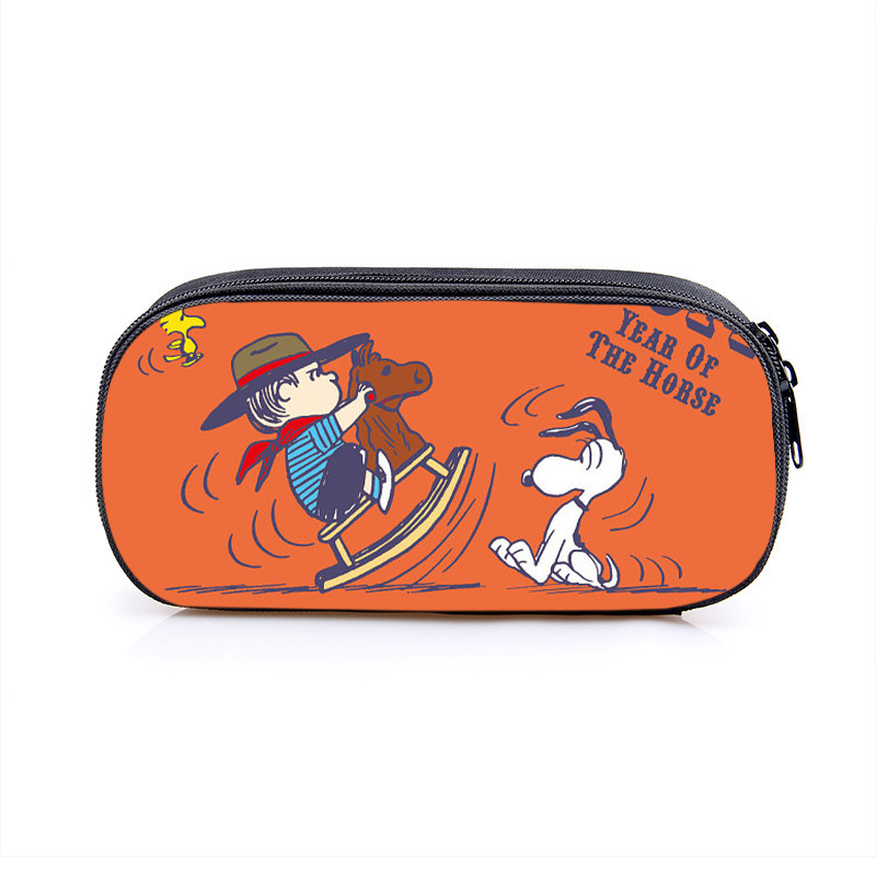 Nuevo Snoopy transfronterizo bolsas de lápiz de gran capacidad creativas caja de papelería de dibujos animados de alto valor de la cara caja de lápiz para estudiantes de primaria