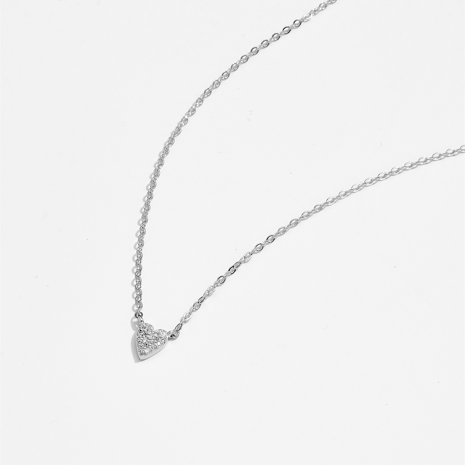 Pendant Necklace Classification 925 sterling silver Chain Material 925 Sterling Silver Rhinestones Inlay Solid Color Pendant Necklace