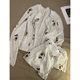 Korean Style Cute Sweet Cartoon Long-sleeved Pajamas Women's Spring and Summer 2025 New Sling Shorts Home Clothes Three-piece Set