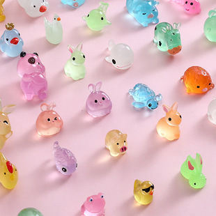Resin miniature luminous small animal model simulation cute cartoon creative rabbit Micro view marine animal ornaments