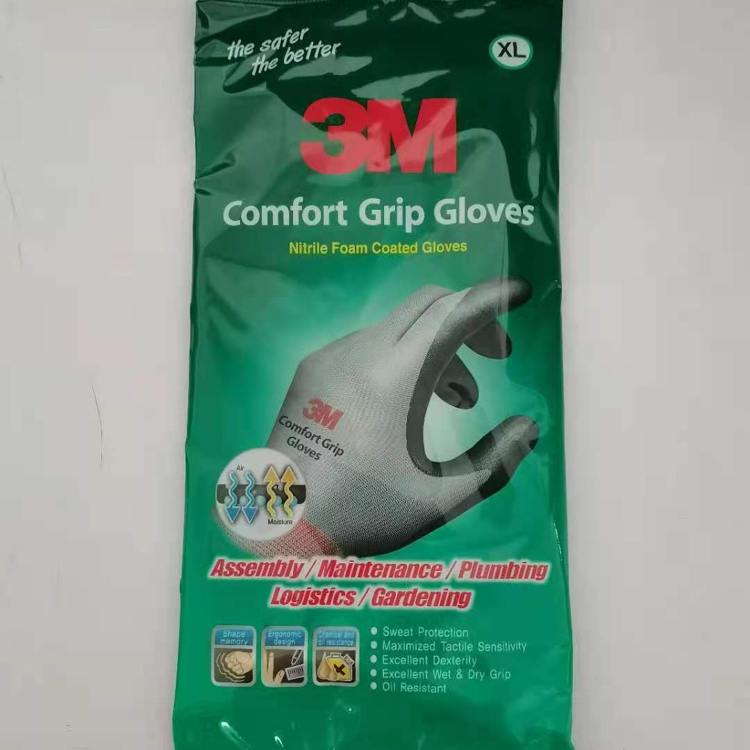 Guantes 3M Protección Laboral resistente al desgaste trabajo antideslizante inmersión recubierto Palma nitrilo caucho sitio de construcción guantes de protección industrial laboral