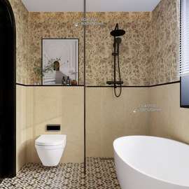 ✅法式复古卫生间黑色瓷砖腰线装饰条半墙封顶收边条陶瓷收口条转