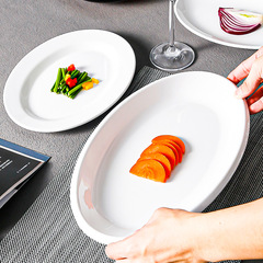 White imitation porcelain oval fish plate dinner plate wholesale hotel restaurant commercial dense plastic thick plastic large plate