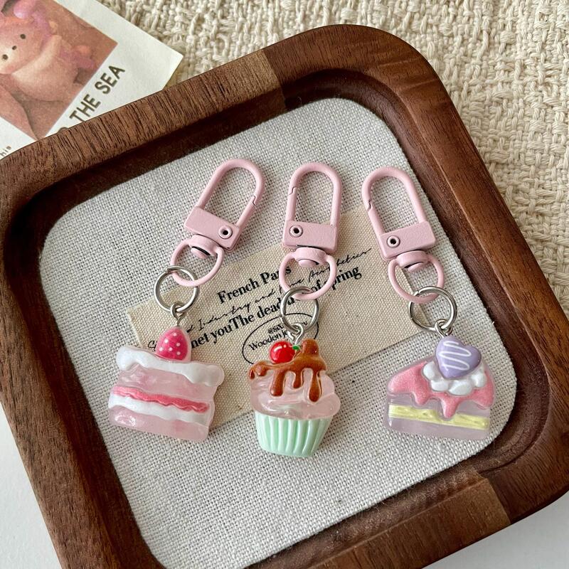 Transparent Simulated Fruit Cake Dessert Keychain Pendant Bag Charm Keychain Decoration