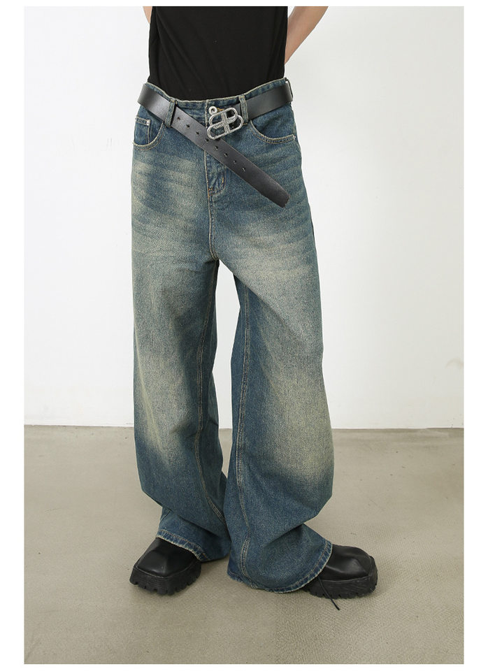 Quần jean nam ống rộng dáng suông màu bò nguyên bản phong cách Mỹ — Denim đen, Ngụy trang màu mơ, màu xanh cổ điển, màu xanh denim chi tiết 20
