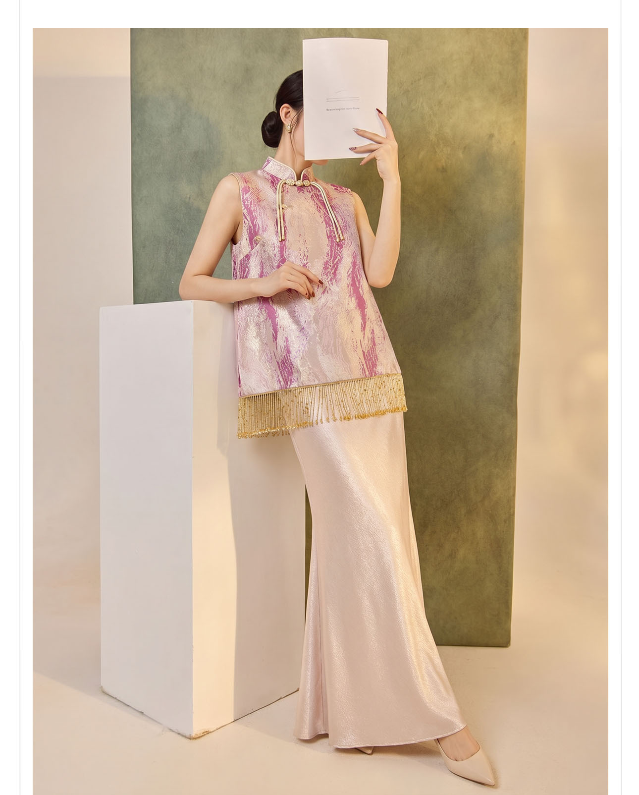 Áo không tay cổ tròn jacquard viền tua mùa hè — Trang chủ chi tiết 16